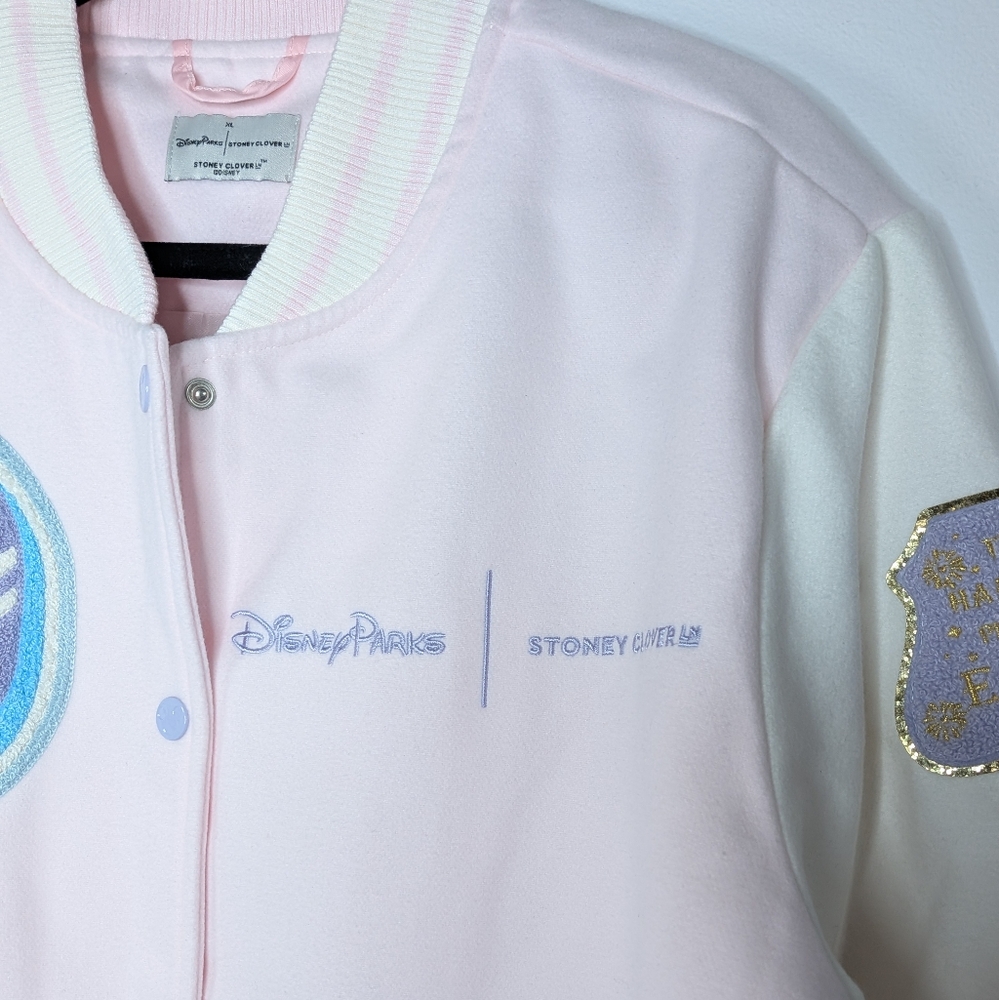 NWT Disney x Stoney Clover Lane Varsity Snap Button Jacket‎ Baby Pink Cream XL - Picture 3 of 11